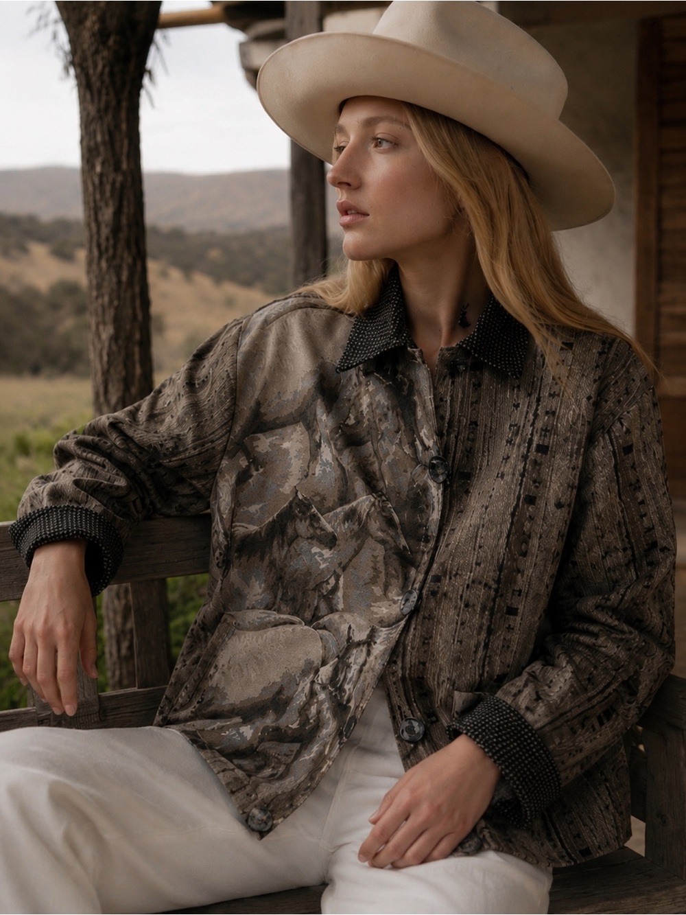 Vintage Villa Factory Horse Tapestry Small/Medium Artwear Western Chore Coat